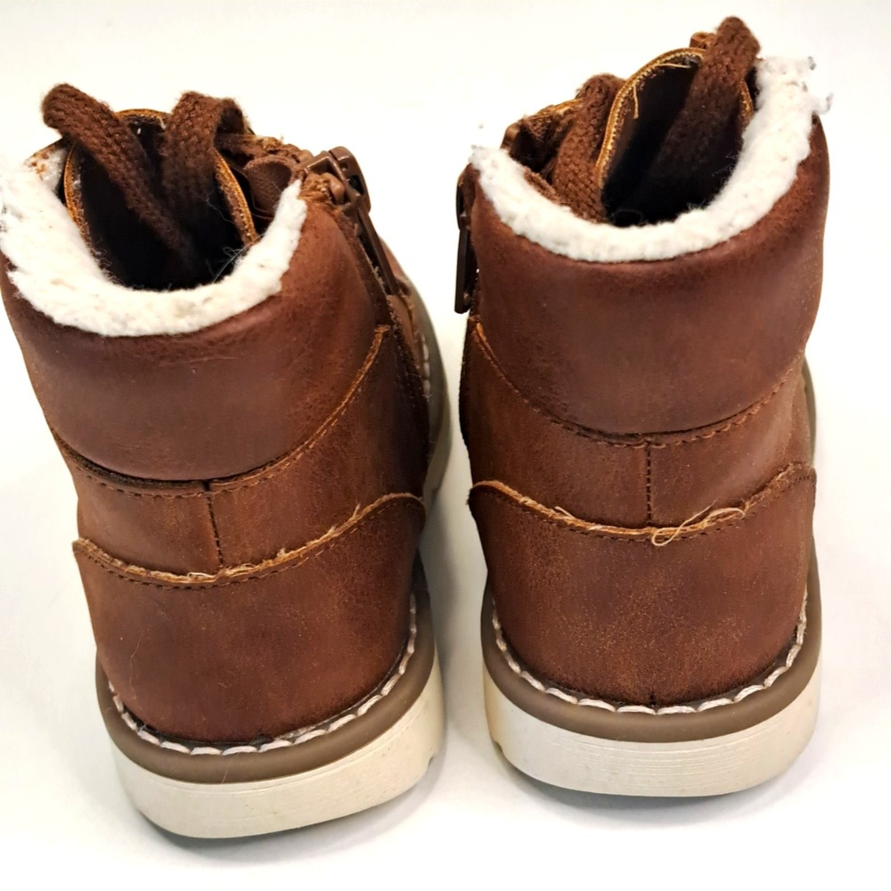 Old Navy Boots Boys Size 6 Brown Chukka Faux‎ Leather Lined Ankle Preppy Casual - Picture 5 of 7